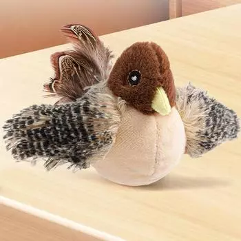 1 шт. Интерактивная электронная игрушка для кошек, плюшевые кошки, домашние животные, котенок, щебечущая игрушка-птица, пищащая имитация птицы для кошек с перьевым хвостом
