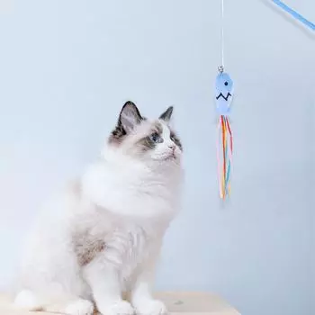 1 шт. Интерактивная игрушка для кошек, забавная цветная мятная рыбка, кисточка с колокольчиком, палочка для кошек, игрушка для котенка, играющая в дразнилку, палочка, игрушка для домашних животных кофейный