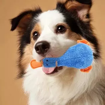 1 шт. Интерактивная плюшевая игрушка для собак в виде утки для жевания и обучения молярам, игрушки для домашних собак, плюшевая игрушка для создания звуков, жующая утка для собак жёлтый