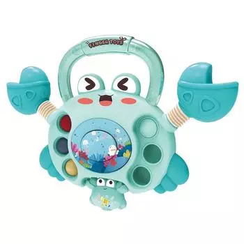 1 шт. Интерактивная растягивающаяся игрушка-краб 6 в 1 со звонком, функциями нажатия и тряски, материал АБС, развитие мелкой моторики, улучшение координации рук и глаз