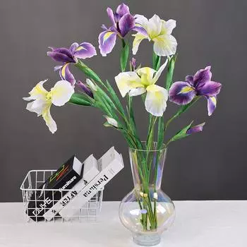 1 шт. Ирис Флорес искусственные цветы свадебное украшение домашний декор цветочная композиция 2 головки ириса ветка шелковый искусственный цветок
