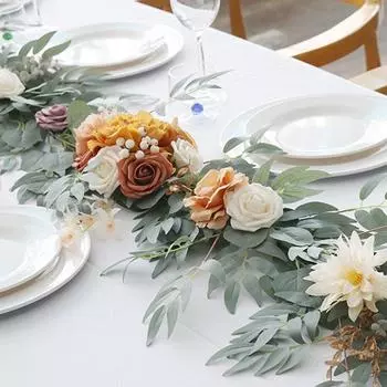 1 шт. Искусственная гирлянда из розовых лоз, украшение свадебного стола, имитация цветочных композиций, свадебная церемония, фоновая арка 50 x180cm