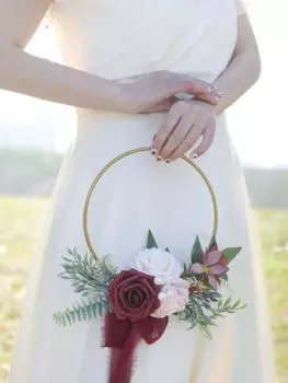 1 шт., искусственная гирлянда, металлический венок, ручной венок для подружки невесты, шелковый цветок, искусственный цветок, украшение для дома и улицы для свадебной церемонии помолвки белый