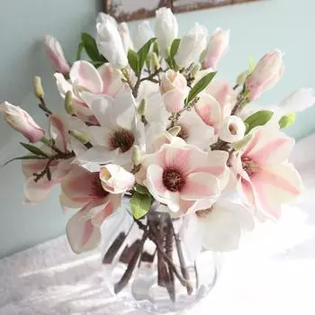 1 шт. искусственная магнолия поддельный цветок бутон свадебный домашний декор для кафе и магазина белый/розовый
