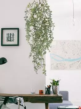 1 шт. искусственная зелень 105 см искусственный подвесной эвкалипт подвесные стебли с крючком подвесное растение эвкалипт для настенного декора полки комнаты дома зелёный