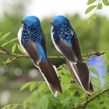 1 шт. Искусственное перо птицы сад цветочные украшения птица пены перо продукты поддельные воробей синий