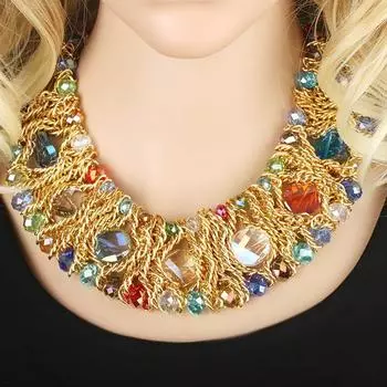 1 шт. искусственное плетеное вручную красочное ожерелье в стиле бохо, идеальное женское ювелирное украшение, подарите своей девушке! разноцветный