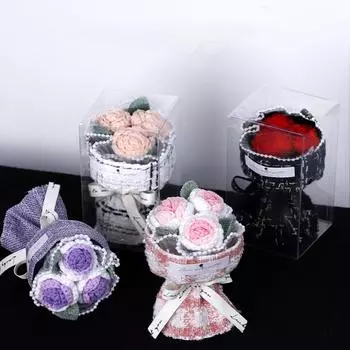 1 шт. искусственные цветы мини ручной работы крючком пряжа ручной работы день рождения креативный подарок на день святого валентина новый год букет вино красного