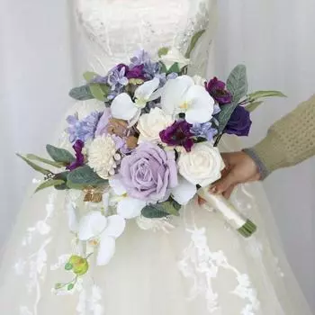 1 шт. Искусственные цветы Свадебные букеты для невесты, подружки невесты, сиреневые розы, свадебный букет для деревенской французской винтажной официальной свадьбы, украшение дома Style 1