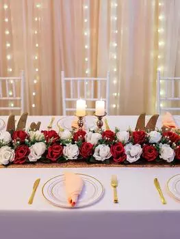 2 шт. искусственные цветы свадебные украшения искусственные цветы шелковые цветочные композиции центральный элемент стола роза цветок для двора комната стол домашний декор красный