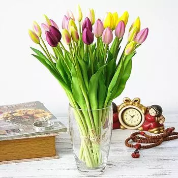 1 шт. искусственные цветы тюльпана поддельные цветы настоящее прикосновение свадебные цветы банкет для домашнего декора светло-фиолетовый
