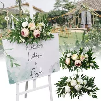 1 шт искусственные цветы украшение дома вывеска цветок свадебная вечеринка ткань цветочная гирлянда арка цветок декор реквизит для фотосъемки белый