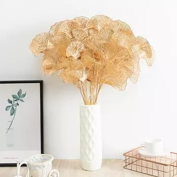 1 шт искусственные цветы украшения стола эвкалиптовый лист украшение для дома пластиковые растения поддельные растения золотистые