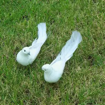 1 шт. искусственные голуби, птицы, поддельные голуби, имитация перьев голубя, рождественская елка, свадебные украшения для вечеринки, декор для дома и гостиной белый