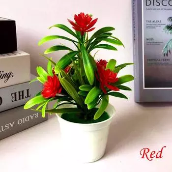1 шт. Искусственные растения для спальни, бонсай, мини-бонсай, искусственные растения 18x11 см, украшение для гостиной красный