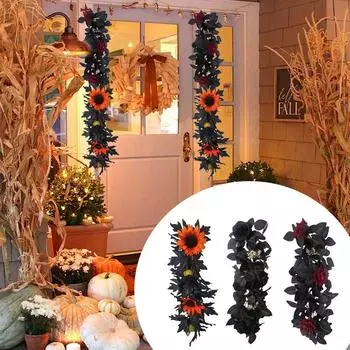 1 шт. искусственные растения сад домашний декор с розами или подсолнухами настенные лозы черный ротанг