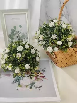 1 шт., искусственные растения, топиарий, шар, искусственный эвкалипт, декоративные шары, полукруглые подвесные растения для сада, свадьбы, вечеринки, декор коридора белый