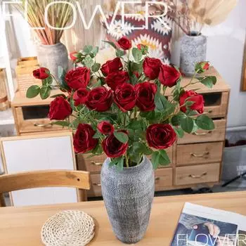 1 шт. искусственные розы цветок шелковая роза со стеблем реалистичная искусственная роза на длинном стебле День святого Валентина букет искусственных роз для свадьбы украшение дома красный