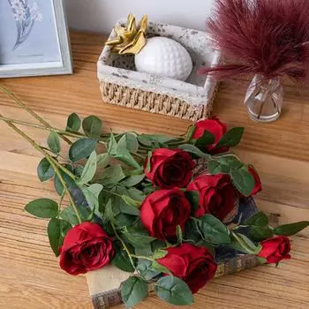 1 шт. искусственные розы цветок шелковая роза со стеблем реалистичная искусственная роза на длинном стебле День святого Валентина букет искусственных роз для свадьбы украшение дома красный