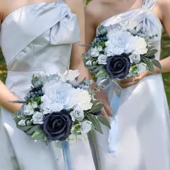 1 шт. Искусственные розы цветы свадебные букеты для невесты свадебный букет невесты, подружка невесты держит цветы для свадебного украшения домашний декор темно-розовый