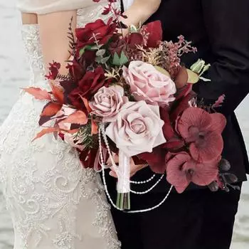 1 шт. Искусственные розы цветы свадебные букеты для невесты подружки невесты сиреневый свадебный букет для деревенской французской винтажной официальной свадьбы украшение дома Style 1