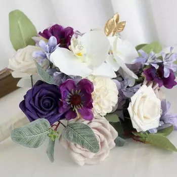 1 шт. Искусственные розы цветы свадебные букеты для невесты подружки невесты сиреневый свадебный букет для деревенской французской винтажной официальной свадьбы украшение дома Style 1