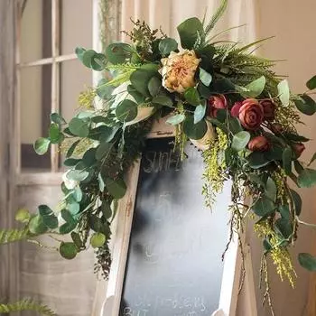1 шт. искусственные розы цветы свадебный венок дверной порог цветок DIY свадьба дом гостиная вечеринка кулон настенный декор рождественская гирлянда подарок роза beige white green