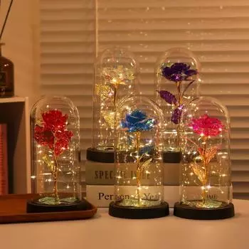 1 шт. Искусственные розы, подарок на день Святого Валентина для девушки, вечная роза, светодиодная фольга, цветок, свадебный декор, рождественские подарки белый