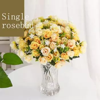 1 шт., искусственные шелковые розы, букет цветов, декор для свадьбы, невесты, держа дома, искусственные розовые цветы для украшения домашнего стола 1pcs