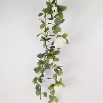 1 шт. искусственный эвкалипт 1,75 м цветочная гирлянда с искусственным цветком пиона, семенами листьев эвкалипта, зеленая гирлянда для декора свадебного стола розовый