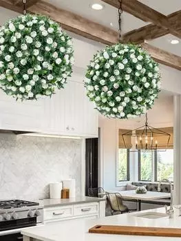 1 шт. искусственный цветочный шар искусственные цветы 20 см искусственный растительный шар с эвкалиптом декоративные шары для заднего двора балкона сада свадьбы и домашнего декора белый