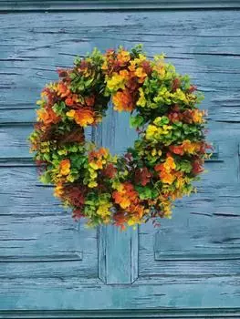 1 шт. искусственный цветок эвкалипта венок искусственный венок на входную дверь пластиковый искусственный венок для внутреннего и наружного украшения дома на Хэллоуин осенью дверь S разноцветный