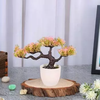 1 шт. Искусственный цветок бонсай с дизайнерским горшком для домашнего декора, Искусственный цветок бонсай в горшке, Предметы для стола в гостиной и поделки