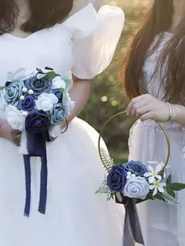 1 шт. искусственный цветок, искусственная гирлянда, металлический венок, венок для невесты, шелковый цветок, украшение для дома и улицы для свадебной церемонии помолвки белый