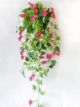 1 шт. искусственный цветок из ротанга, поддельное растение, настенный подвесной искусственный цветок ипомеи для свадьбы, дома, вечеринки, декоративный фуксия