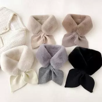 1 шт. искусственный меховой шарф для шеи, защищающий от холода, уличный ветрозащитный мягкий платок, вязаный шарф, плюшевые шарфы, зимние теплые перекрестные лямки белый