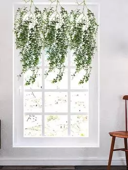 1 шт., искусственный подвесной эвкалипт, 105 см, искусственная зелень, висячие стебли растения для стены, дома, комнаты, полка, декор арки зелёный