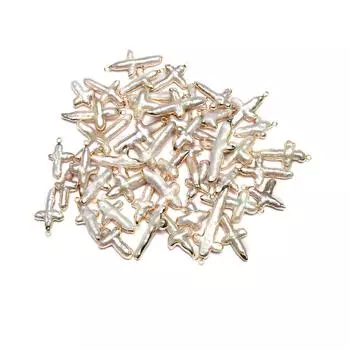 1 шт., искусственный жемчуг барочный кулон, крестики в богемном стиле для самостоятельного изготовления ожерелья, брелока, подвесных декоративных аксессуаров, ювелирных изделий 1,63,8 см 1Pc/1.63.8cm белый