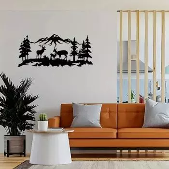 1 шт. Изделия из металла - Декоративное настенное искусство «Лесной олененок» для домашнего интерьера, тематика «Дикая природа» светло-серый