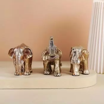 1 шт. изделия из смолы в виде скандинавского слона, украшение для дома, украшение в виде слона в трех стилях в стиле ретро, золотое украшение в виде слона An elephant with a raised nose