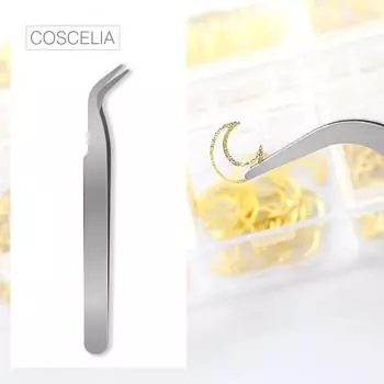 1 шт., изогнутые пинцеты для ногтей, маникюрные инструменты из нержавеющей стали для дизайна ногтей, пинцеты для ногтей, горный хрусталь