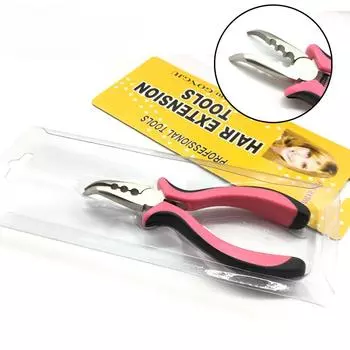 1 шт., изогнутые плоскогубцы для волос, красные или розовые и черные плоскогубцы с изогнутой ручкой и тремя отверстиями, профессиональный инструмент, плоскогубцы для наращивания волос