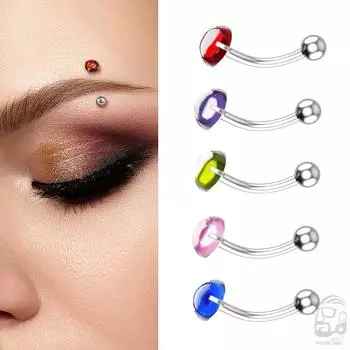 1 шт. изогнутые серьги-штанги для бровей, пирсинг в стиле панк, унисекс, пирсинг, круглые красочные кристаллы, ювелирные изделия, подарок розовый