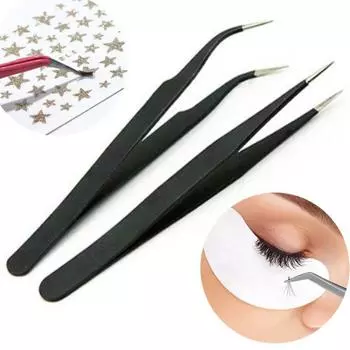 1 шт., изогнутый прямой черный пинцет из нержавеющей стали, дизайн ногтей, стразы для ресниц, сделай сам, щипцы, инструмент для сбора блесток, бусины