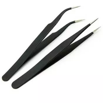 1 шт., изогнутый прямой черный пинцет из нержавеющей стали, дизайн ногтей, стразы для ресниц, сделай сам, щипцы, инструмент для сбора блесток, бусины