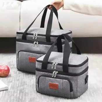 1 шт. Изолированная сумка для обеда для мужчин и женщин — герметичная, мягкая сумка с регулируемым плечевым ремнем — идеально подходит для работы, офиса, школы и путешествий Small чёрный