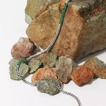 1 шт. Изумрудное циркониевое инкрустированное ожерелье из змеиной кости для женщин, пар, темпераментных, великолепных свадебных украшений, подарочных аксессуаров для вечеринок 50cm серебряный