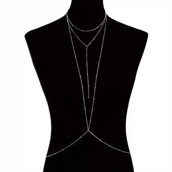 1 шт. изысканная цепочка с крошечными бусинами, дизайнерская цепочка на грудь, стерлинговое серебро 925 пробы, гипоаллергенные ювелирные изделия, элегантный сексуальный стиль для женщин, летний пляж
