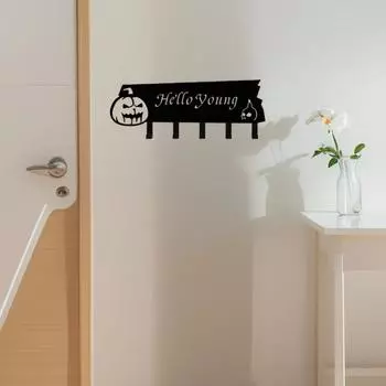 1 шт. Изысканно спроектированный жуткий металлический декоративный крючок и компактная функциональная полка для хранения вещей в форме тыквы ужасов на Хэллоуин чёрный