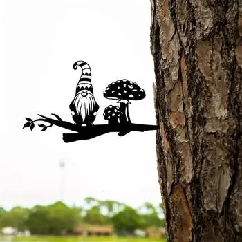 1 шт. Изысканное металлическое украшение в виде садового гнома для украшения двора, украшения деревьев на открытом воздухе, украшения заднего двора, идеальный подарок для сада бежевый